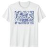 Blue White Floral Toile Pattern Art Mens T-Shirt Womens Tee Botanical Unisex