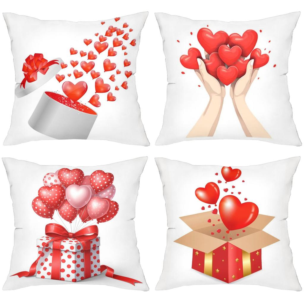 Valentine Heart Themed Cushion Covers For Home Decor Polyester pillowcase, sofa decorative cushion cov Headboard Pillow