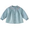DAVE & BELLA Girls' Floral Denim Long Sleeve Shirt