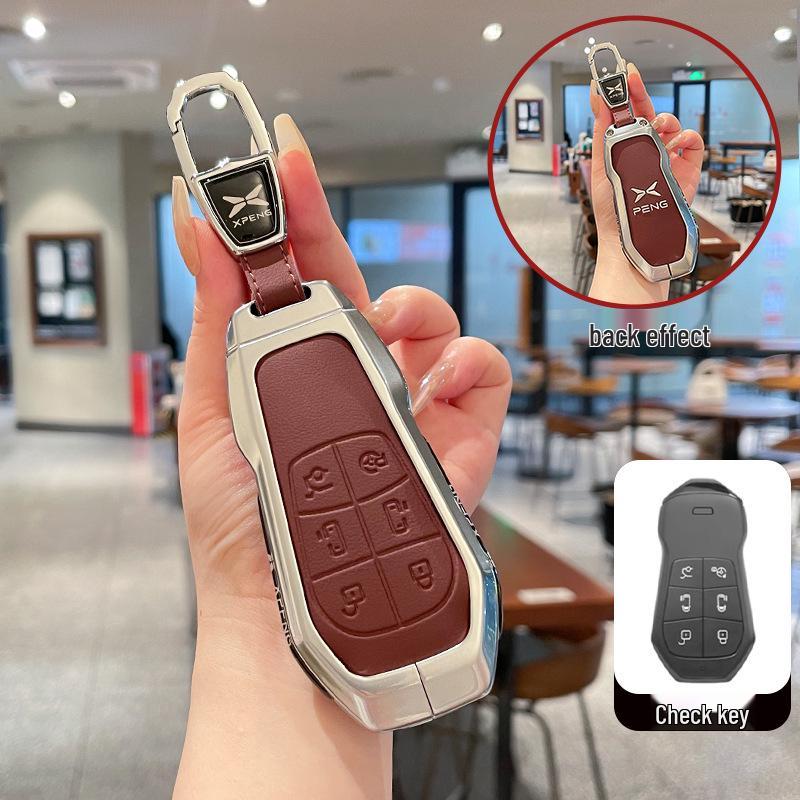 Metal Leather Key Case for 25 Xiaopeng Models: Fits X9, G6, P7i, G9, P5, G3
