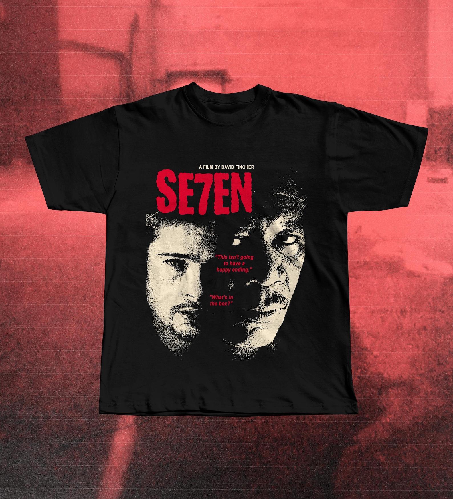 Se7en 1995 Film T-Shirt, David Fincher Psychological Thriller Tee, 90s Dark Cinema 4XL