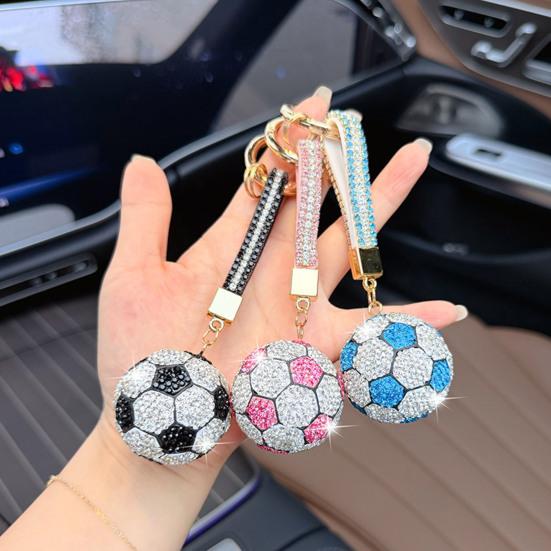 Rhinestone Football Keychain Pendant Sparking Soccer Car Key Ring