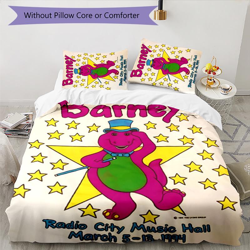 Barney 3pcs Bedding Set Duvet Cover Closure Includes 1 Duvet Cover & 2 Pillowcases for All Seasons Bedroom Home Dorm Decor