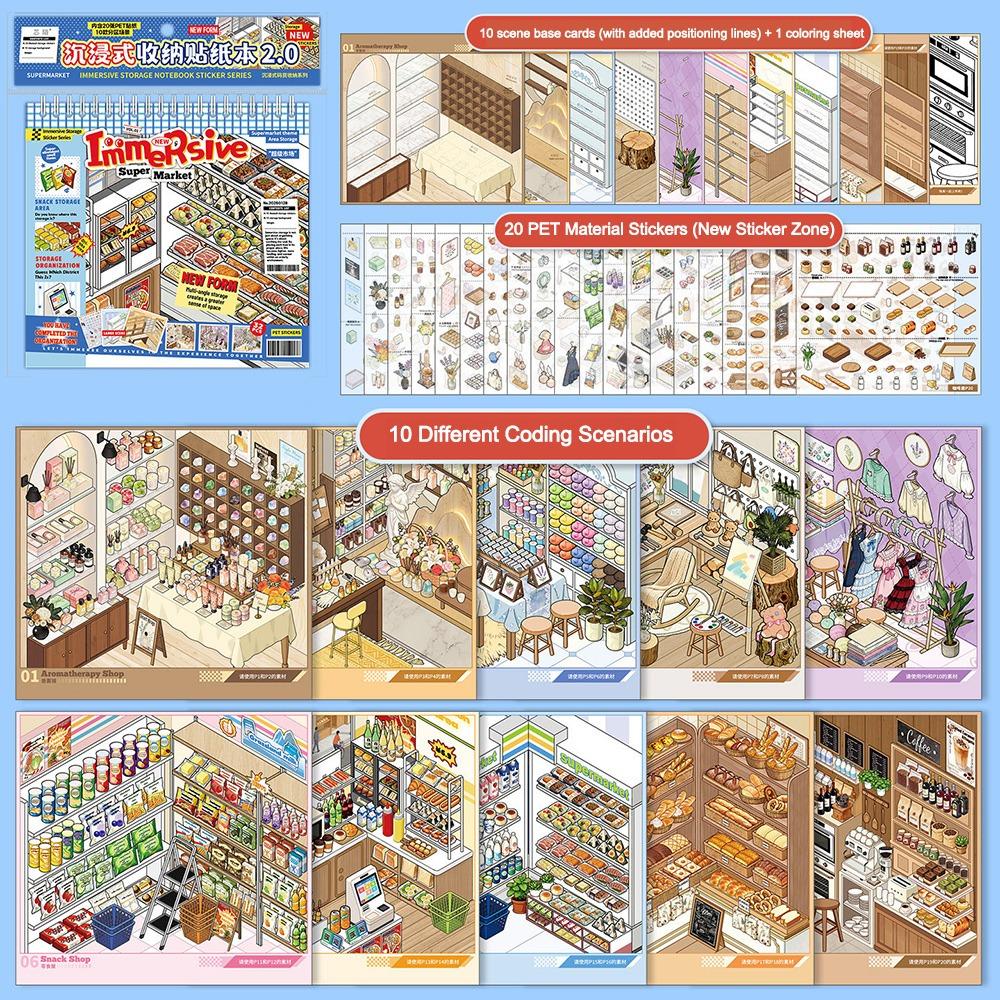 Supermarket 3D Miniature Sticker Book Landscape Sticker Book Cargo Collection Supermarket