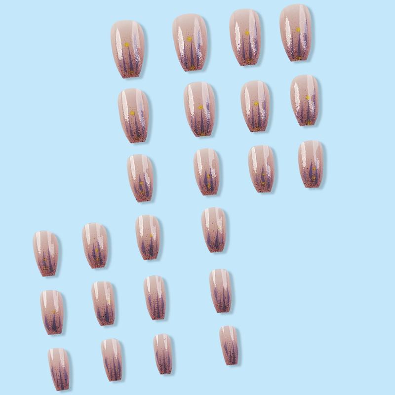 24Pcs Glitter Crush Press-On Nails – Short Square Shape With Mirror Powder Accents Dazzling Fragmented Design