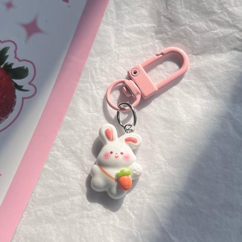 Delicate Rabbit Keychain Charm Accessory Lovely Mini Pendant Cartoon Rabbit Hangings Decoration for Fashion Individuals