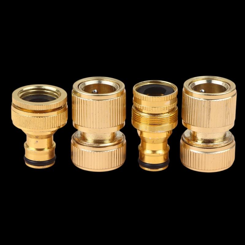 [J] 2pcs Standard Aluminum Hose Connector Set - 4/6'' Tap Fitting Quick Connect For Garden Pipes Hose Connector
