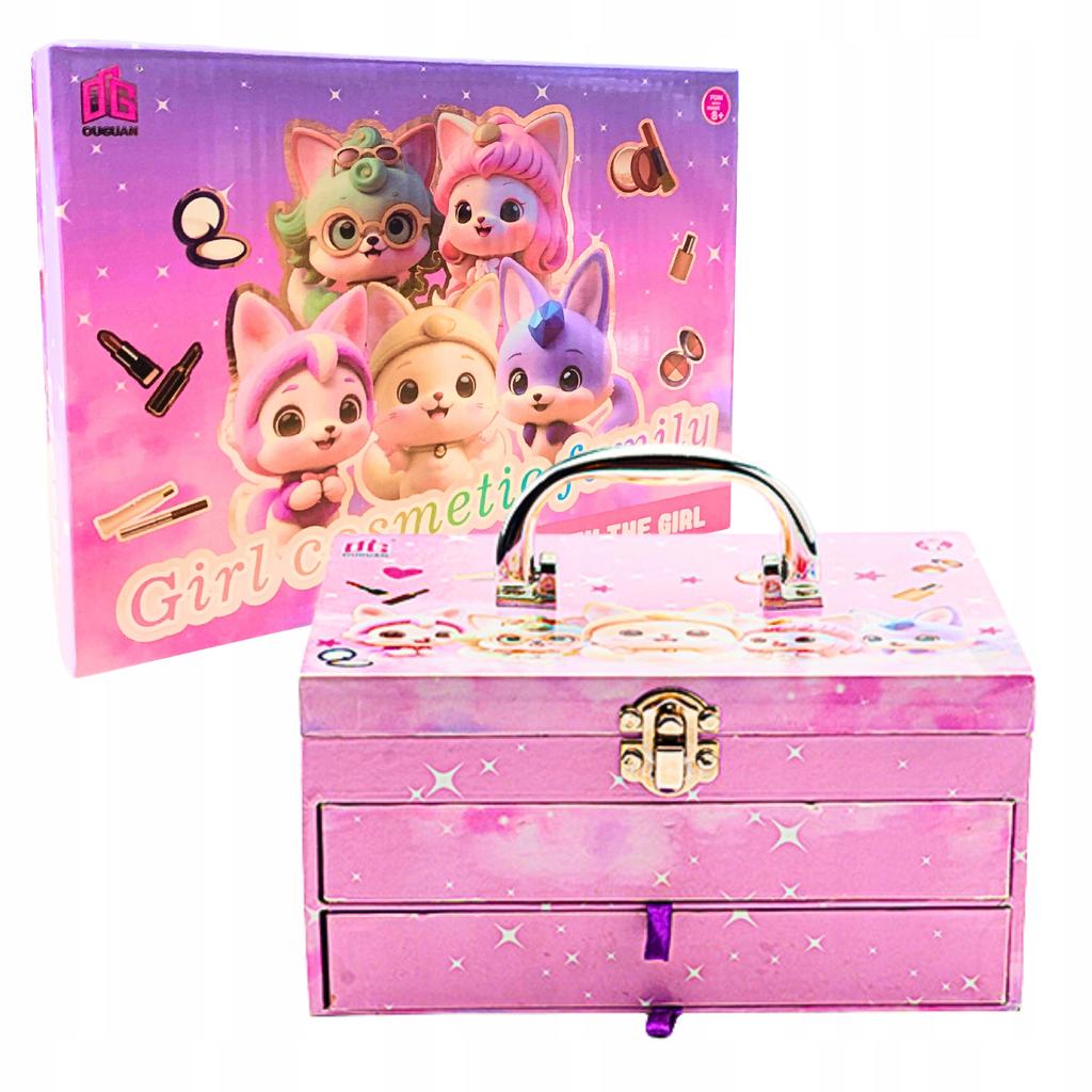 Set of Cosmetics For Nail Makeup Cosmetic Bag Case Drawers Children