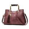 Women's New Fashi Tassel Pendant Solid Color Trend Ladies Handbag Trend All-match Retro PU Messenger Bag Shoulder Bag Wallet