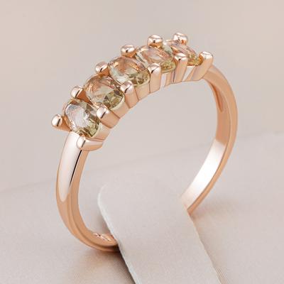 Full Light Brown Stone Bridal Ring For Women Simple Rose Gold Color With Natural Zircon High Quality Daily Jewelry