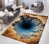 Stone Vortex Hole 3D Optical Illusion Graphics Carpet Living Room Coffee Table Area Sunroom Non Slip Floor Mat Gift