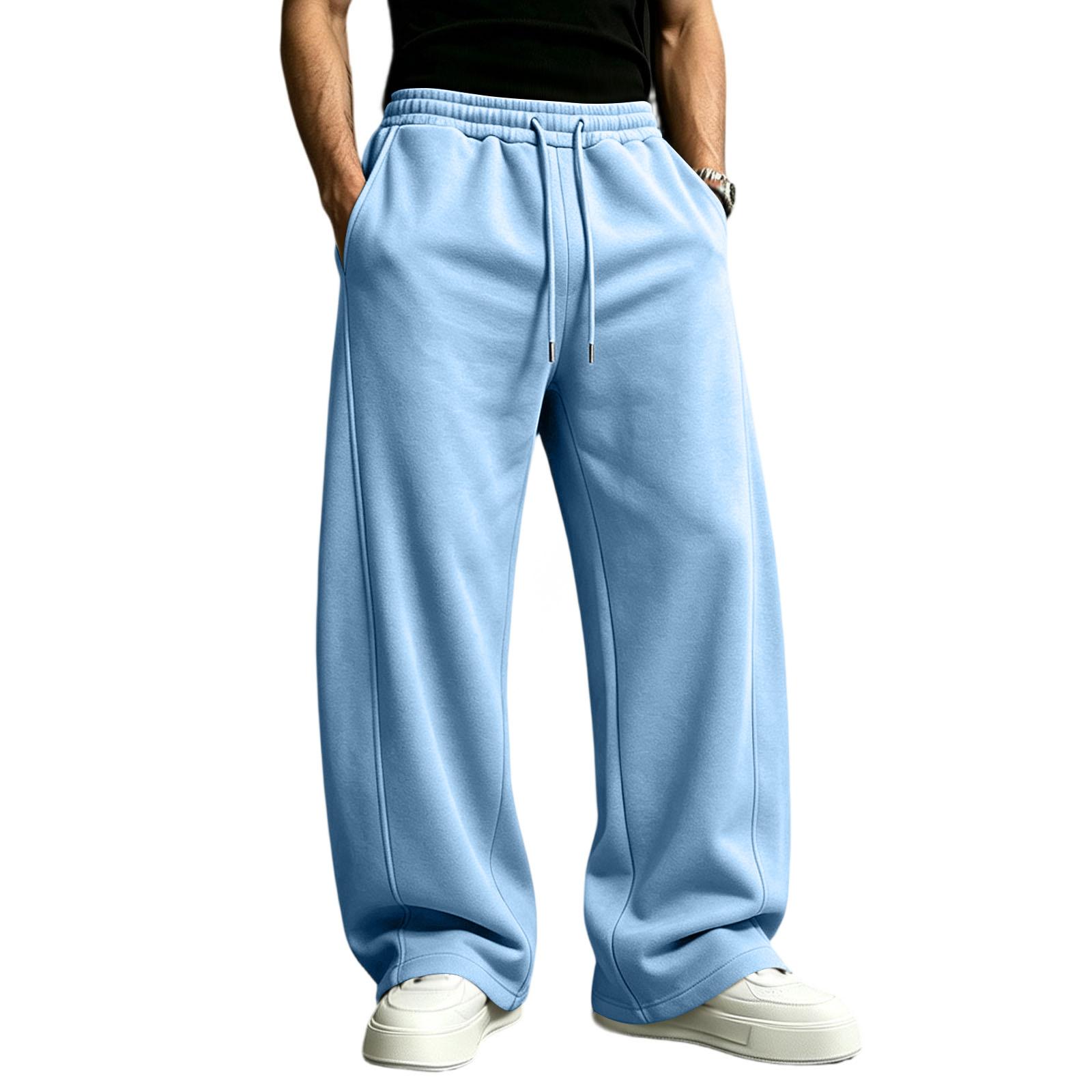 Herren Freizeit Jogginghose mit geradem Bein, elastischem Bund und Kordelzug für den täglichen Gebrauch XXXL gray