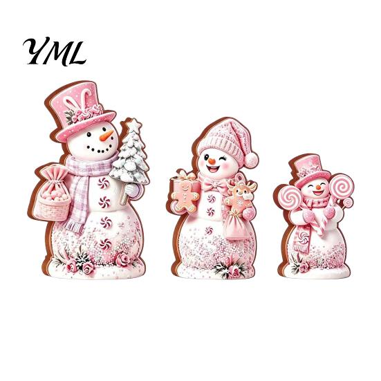 Unique Christmas Tree Hanging 3PCS Snowman Wooden Ornaments, Decorative Cute Festive Figures, Handcrafted Solid Wood Ornaments High-definition