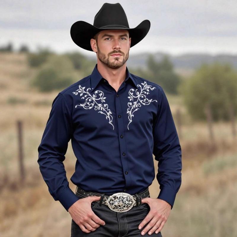 Simple Men's Long-sleeved Shirt Retro Ethnic Style Striped Spring and Autumn Printed Top