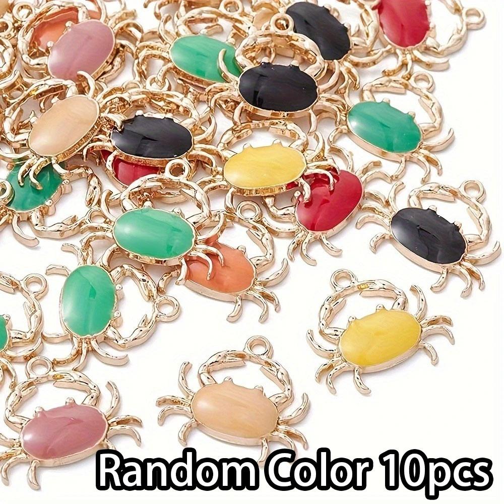 5/10/20pcs Marine Animal Pendant Simple and Elegant Solid Color Crab Keychain DIY Pendant Alloy Drip Oil Necklace Bracelet Accessories