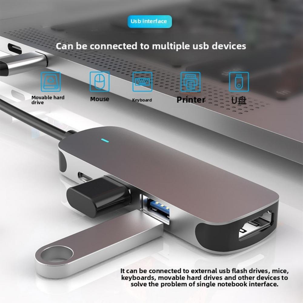 4 In 1 Type C Docking Station USB Hub Expander for Laptop Multi Function Adapter with HDMI USB Ports