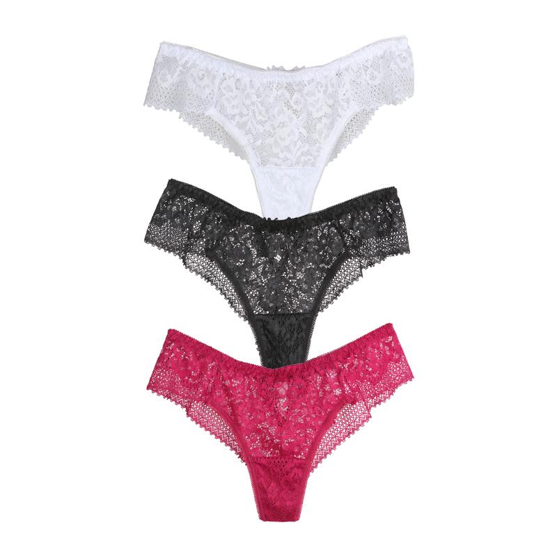 

CINOON 3 шт./лот сексуальные водорастворимые кружевные женские трусики полые стринги вышитые стринги с низкой талией полуобернутые бедра Т-образные бикини трусы S
