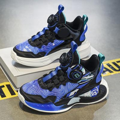 Boys' Sneakers Mesh Breathable 2025 Summer New Button Basketball Shoes Student Fashion Middle and Older Children's Shoes Trend