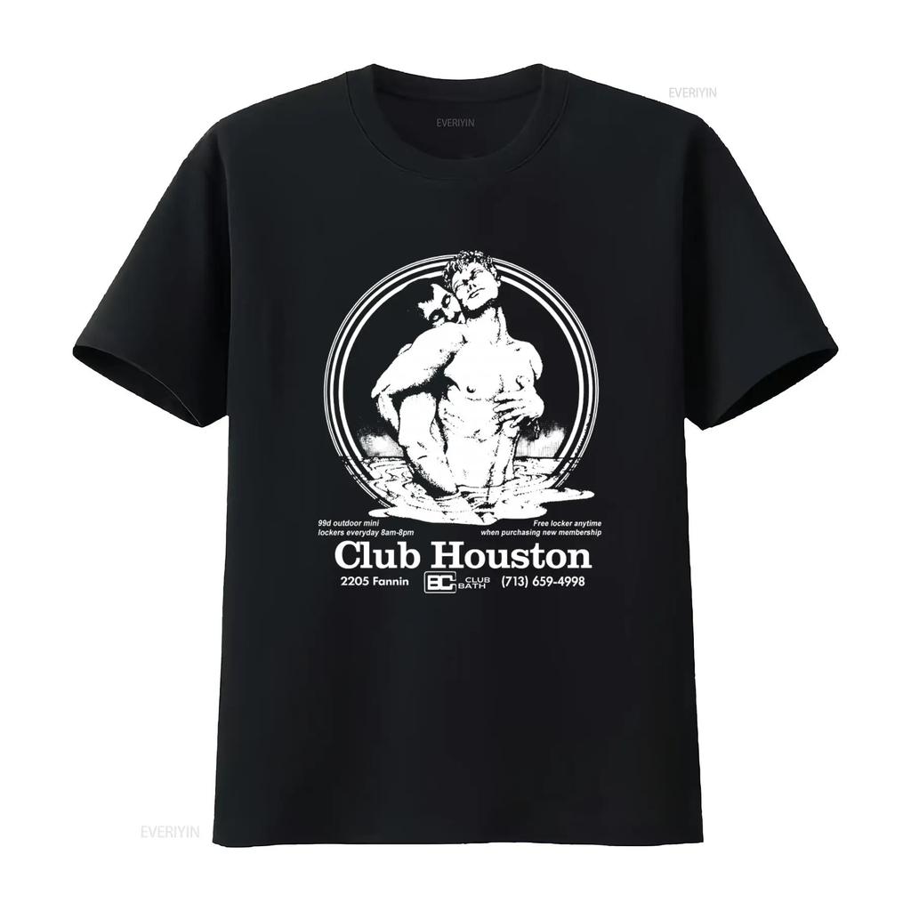 Club Houston Bath House Cruising Men's T Shirt Unique Print Comfortable Fit Perfect for Nightli