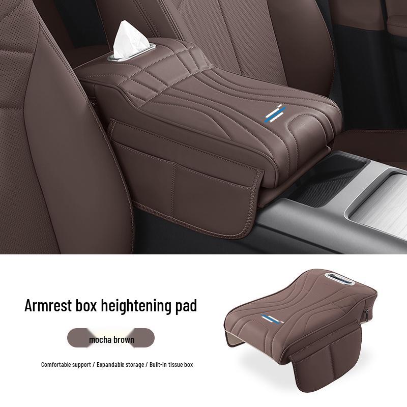 Car Armrest Heightening & Storage Pad with Tissue Box for Interior Decoration - Model z6x5x7plus