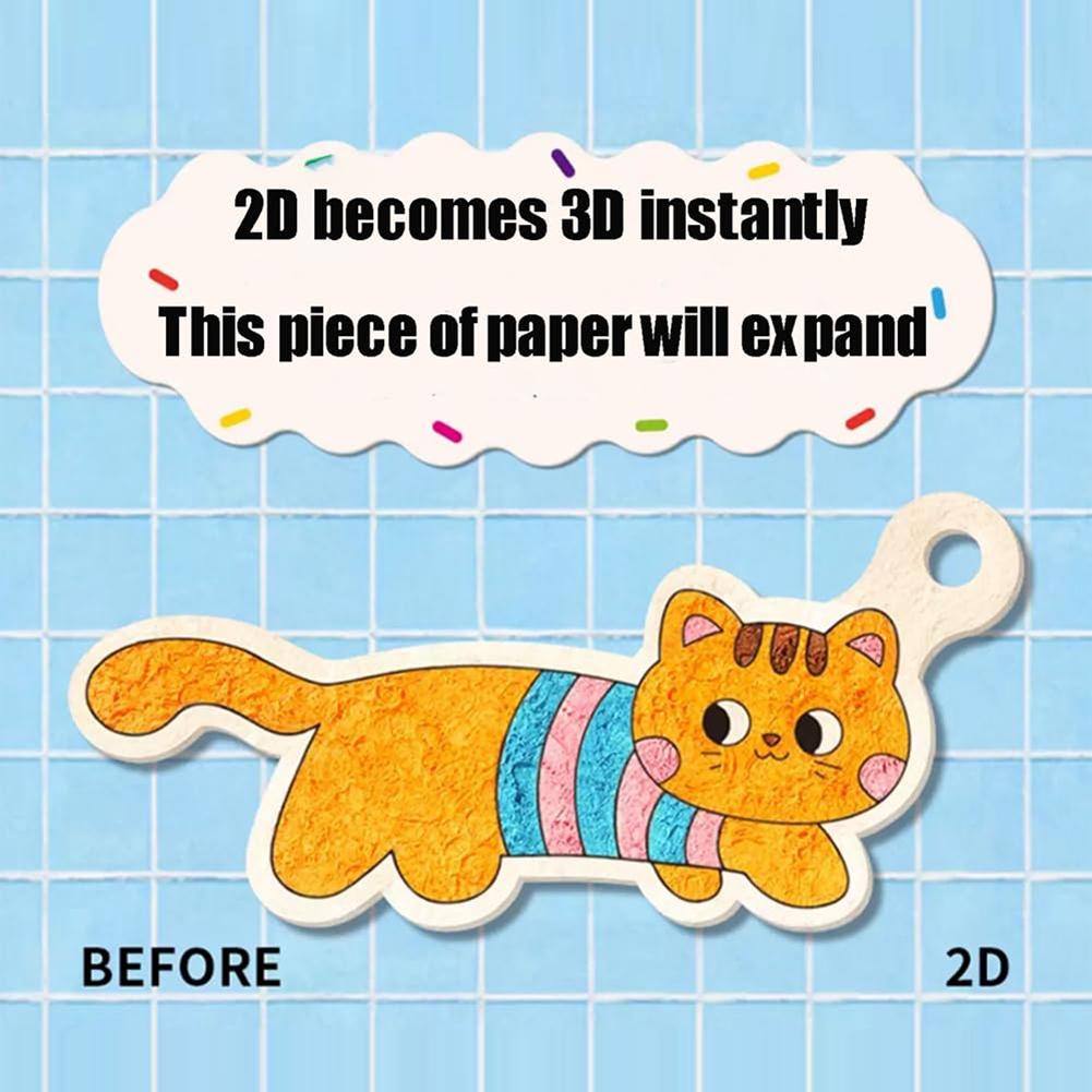 3D Drawing Magic Canvas Sponge with Watercolor Brush Marker Pen 3D Blank Painting Paper Magic Puffy Paint Kit DIY Art Kits