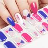 16 Tips Mini Flower Semi-Cured UV Gel French Style Dark Red Self Adhesive Nail Stickers Wraps