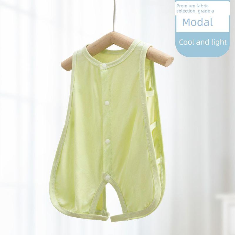 Baby Modal Romper Summer Thin Ice-Silk Sleeveless Jumpsuit Vest Green 59 cm