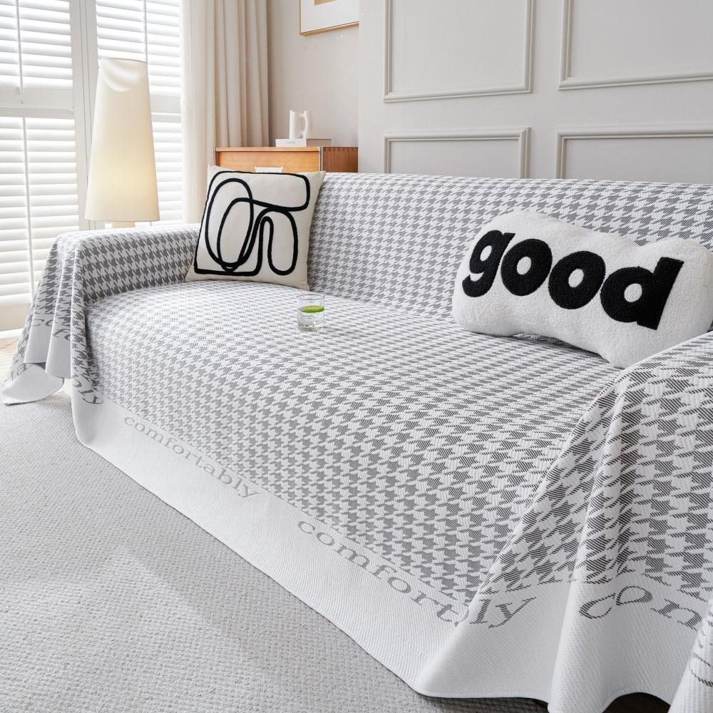 Cool Feeling Houndstooth Sofa Cover Mat Throw Blankets Living Room  Summer Camping Picnic Blanket Cover