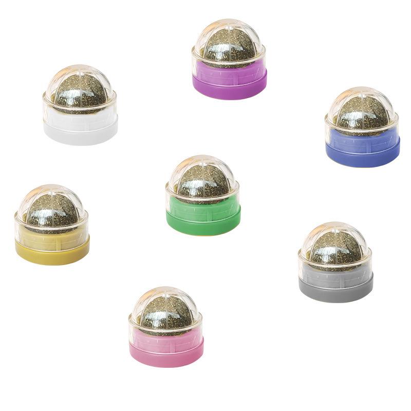 Self-Adhesive Rotating Catnip Lickable Toy Ball for Boredom Relief and Self-Play