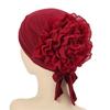Polyester Large Flowered Cap Hijabs Pullover Cap Fashion Inner Hijab Caps  Women