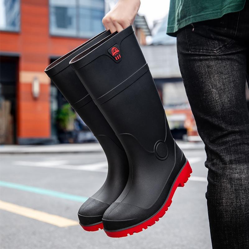 Kuangjia steel head steel sole anti-smashing rain shoes men's high water boots industrial water shoes labor insurance anti-skid construction site