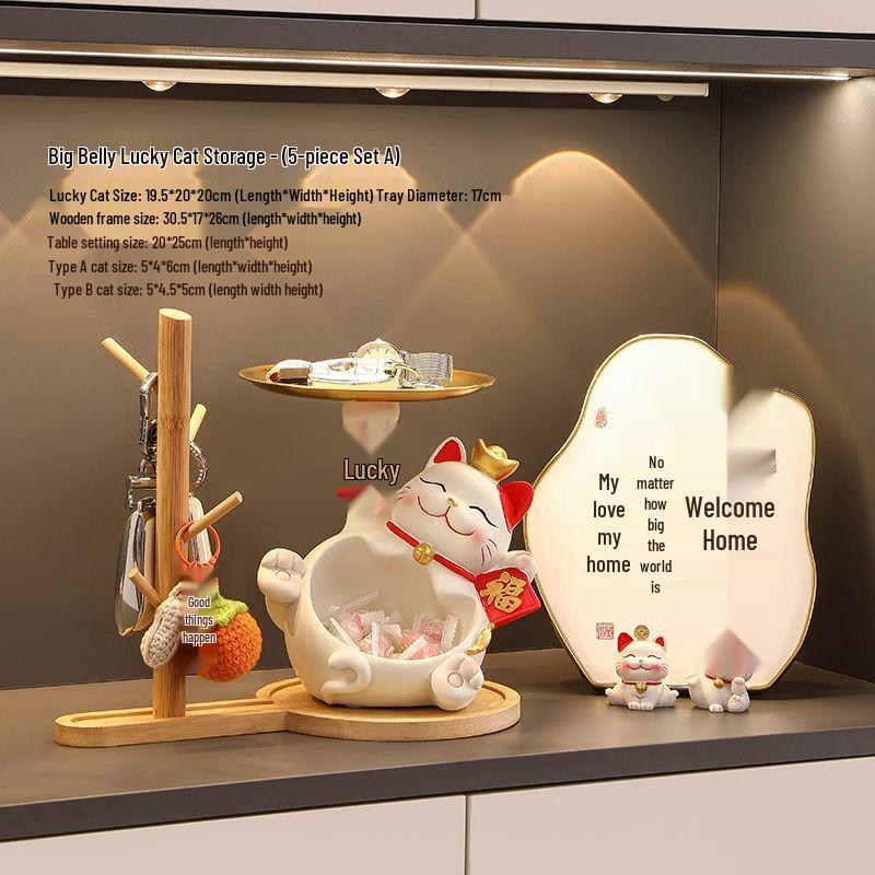 Lucky Cat Key Organizer Ornament for Entryway, Living Room, or Shoe Cabinet - Perfect Home Decor and Housewarming Gift.