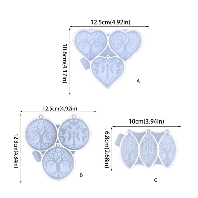 Keychain Resin Mold Life Tree Keyring Silicone Molds Epoxy Resin Casting Mold Pendant Mould with Hole for Jewelry Making