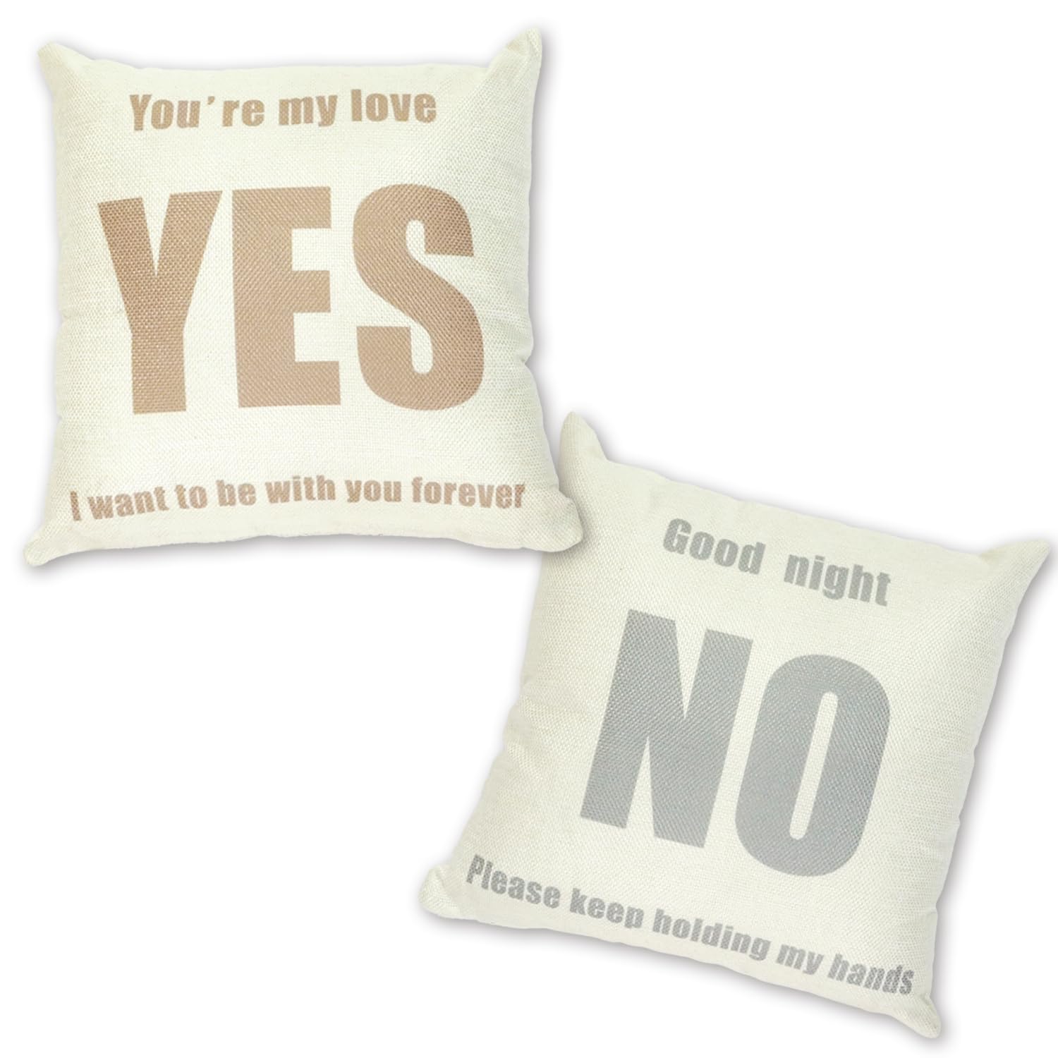 

YesNo Pillow, Wedding Gift, Birthday Gift for Couples, 1 Pair (Natural)