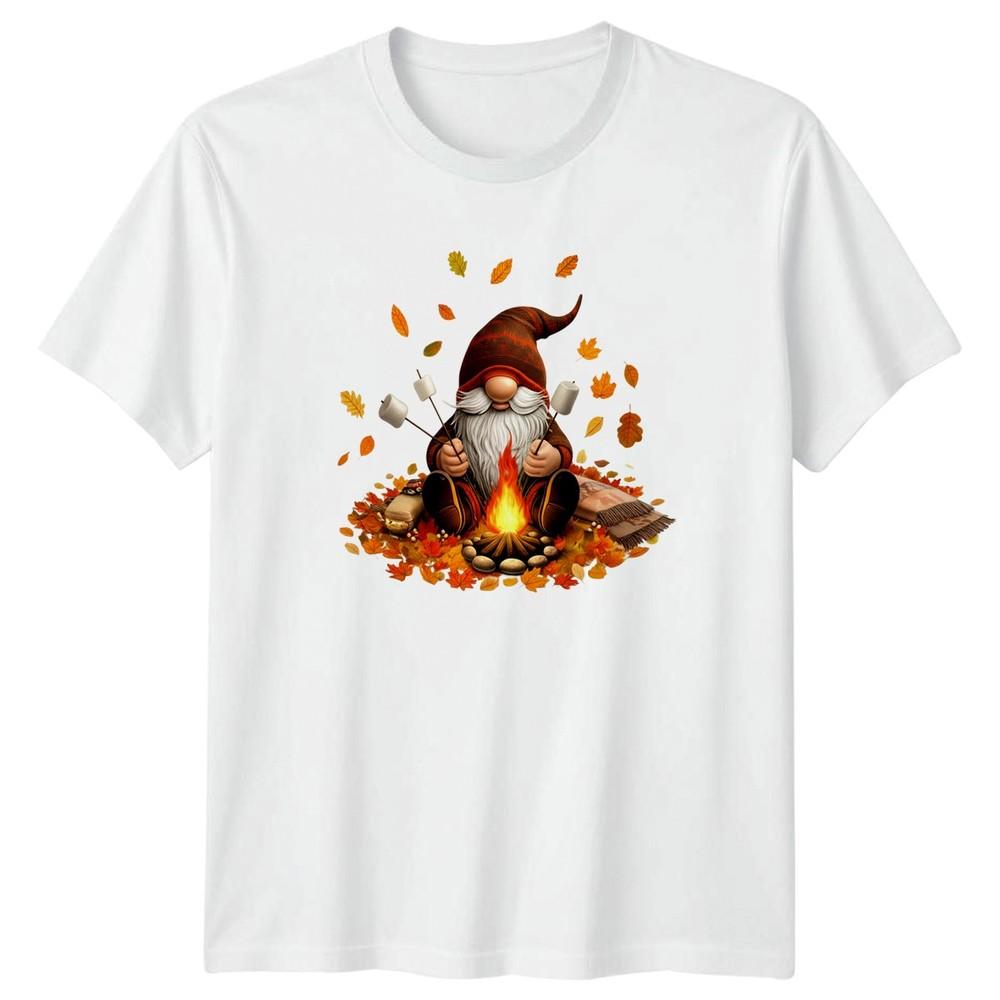 Cozy Fall Gnome Roasting Marshmallows TShirt Marshmallow Campfire S