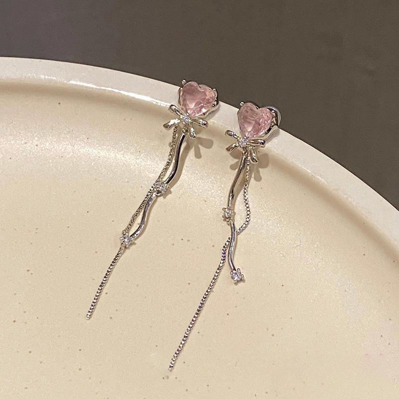 Dlouhá Láska Náušnice Sladké Srdce Střapec Dámské Náušnice Y2K Styl Visací Náušnice Párty