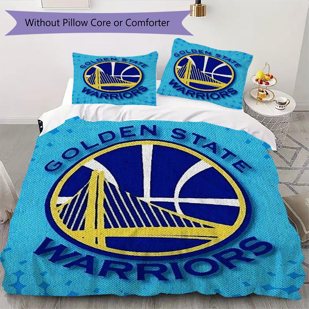 Golden State Warriors Pattern Bedding Uilt Set Uilt Cover Pillowcase Home Decoration Birthday Gift (1 * Duvet Cover + 2 * Pillowcase Without Core)