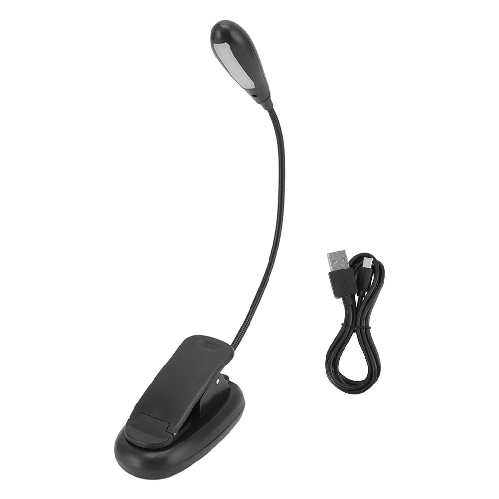 Klemme-lampe Svart 9 Nivåer 7 Lamper Sammenleggbar Fleksibel Svanenhals USB Oppladbar LED Klemme Bord