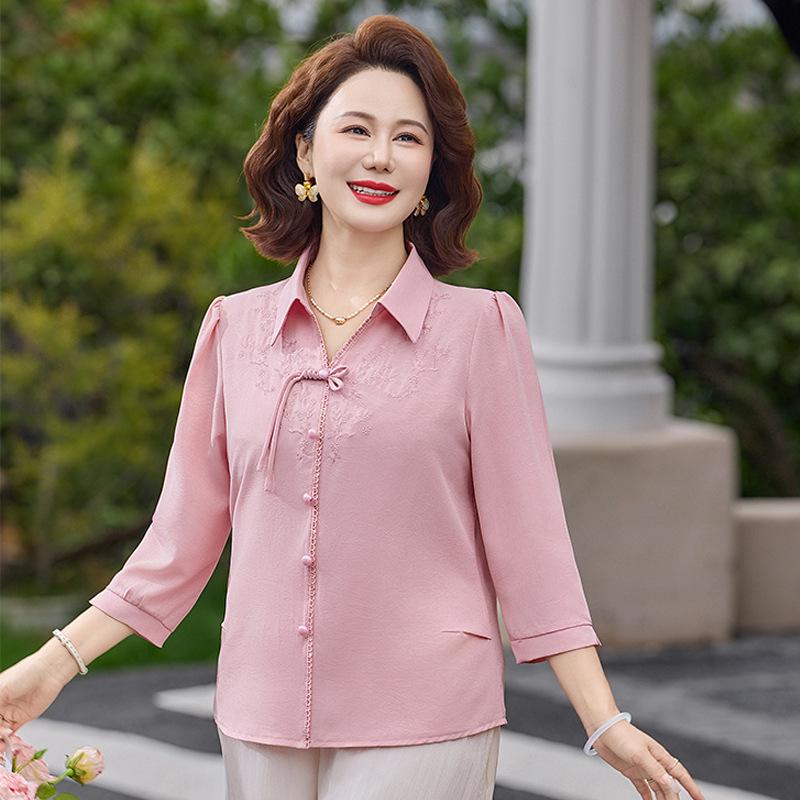 Middle-aged Mom's Casual Three-Quarter Sleeve Top - 2026 New Style