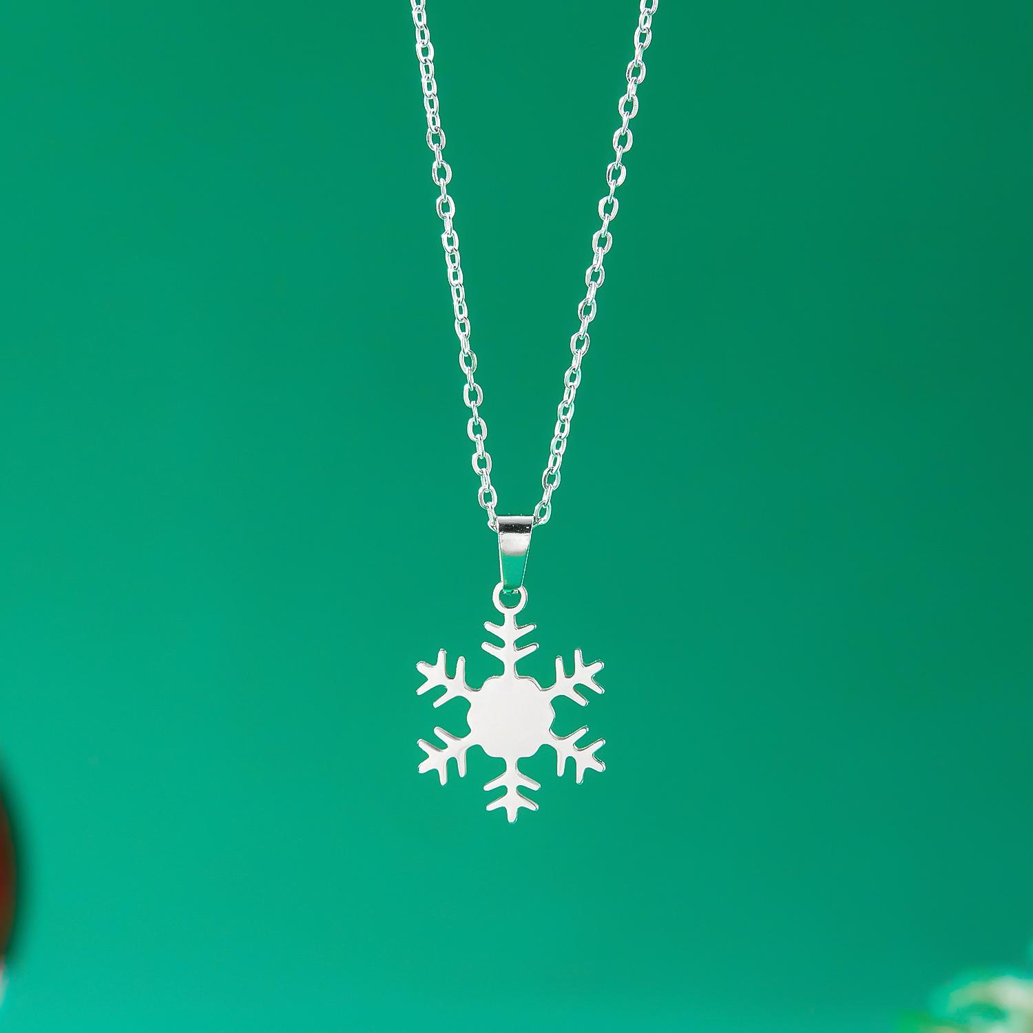 

Stainless Steel Simple Christmas Necklace for Women Santa Claus Snowflake Xmas Tree Elk Pendant Clavicle Choker Party Jewelry