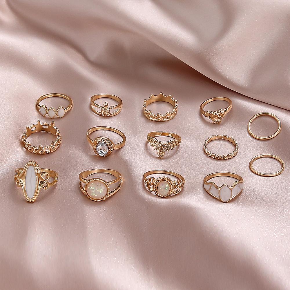 Vintage Carved Starry Sky 14-piece Combination Ring Set
