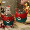 2pcs Festive Candy Jar Gift Set Christmas Reindeer,Snowman Design, Durable Plastic Party Favor Boxes with Handles,Candy Bar Supplies