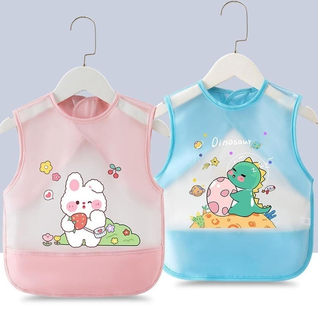 Kids Apron Waterproof Baby Sleeveless Bibs Cute Cartoon Print Children Saliva Towel Boys Girls Feeding Burp Cloths