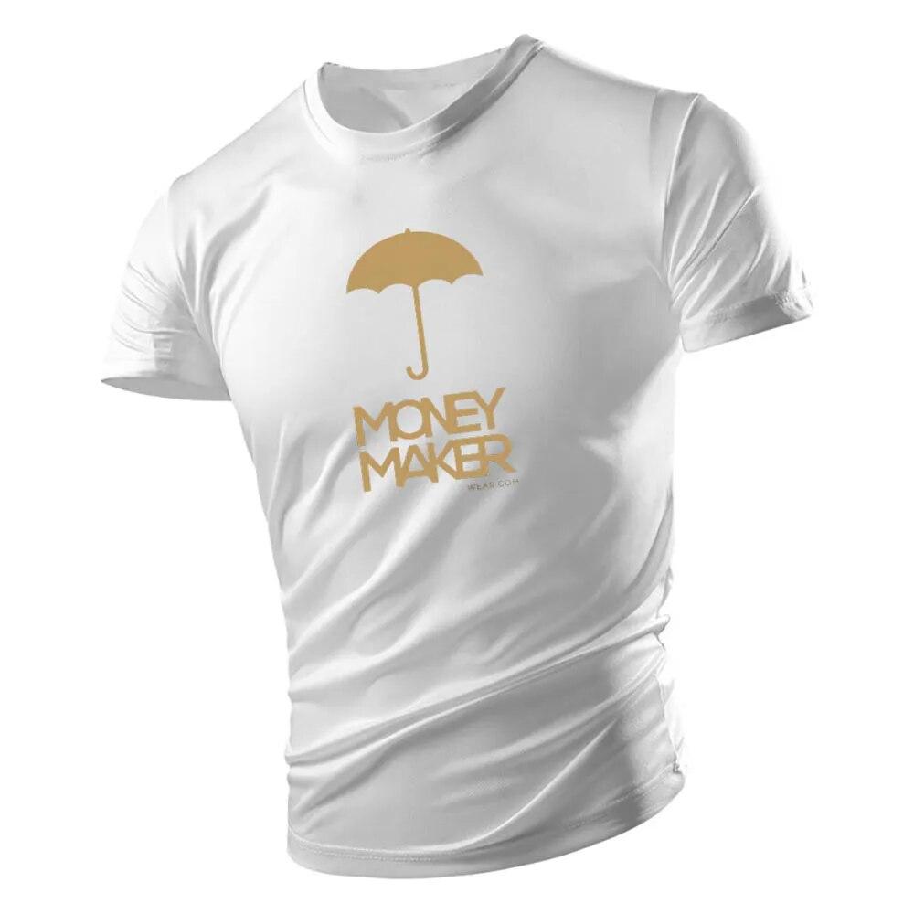 Casual Sports Style 2d Small Umbrella Print Summer Men'S Crew Neck Short Sleeve T-Shirt Loose Comfortable Breathable Quick Dry