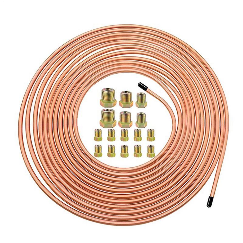 

Трубопровод тормозной магистрали автомобиля 3/16 Покрытый сплав 25 футов Комплект фитингов для тормозной магистрали Антикоррозийная гибкая трубка Рулон Фитинги Набор соединителей Для дома