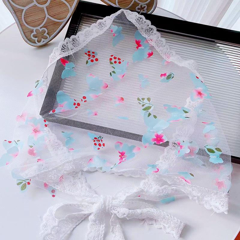 Retro Girly French Lace Triangle Scarf: Versatile Summer Headscarf & Photo Prop