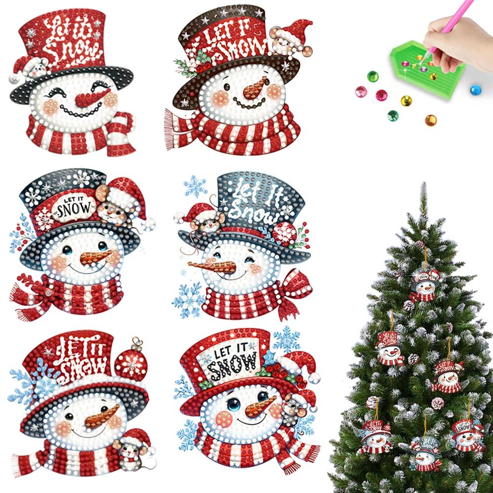 5/6Pcs Acrylic Special Shaped Christmas Theme Hanging Diamond Art Kits Rhinestone Diamond Art Window Pendants Bedroom Decoration