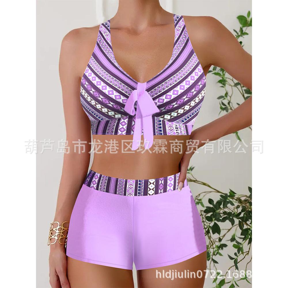 New Swimsuit Women's Split Large Size Flat Angle Women's Skirt Bikini Print Swimsuit