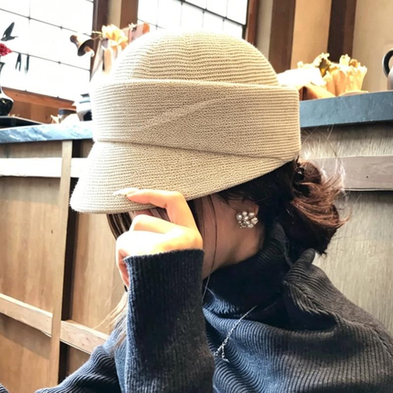 New Solid Color Knitted Cap Cap Women's Summer Outdoor Travel Sunscreen Visor Light Breathable Short Brim Equestrian Hat