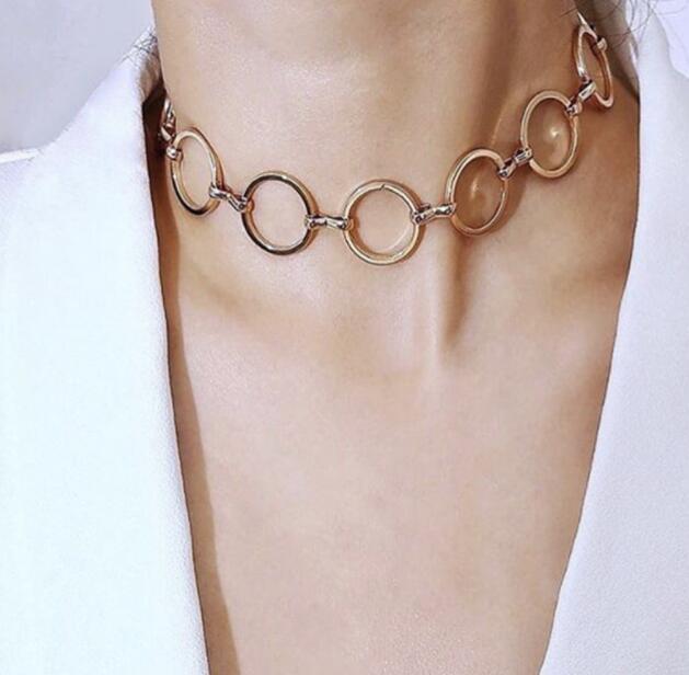 Thick chain circle punk style exaggerated necklace, simple and versatile trend ins short necklace wholesale